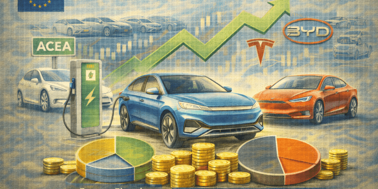 EU car sales rise 1.8% in 2025 as EVs gain share; Tesla suffers sharp drop